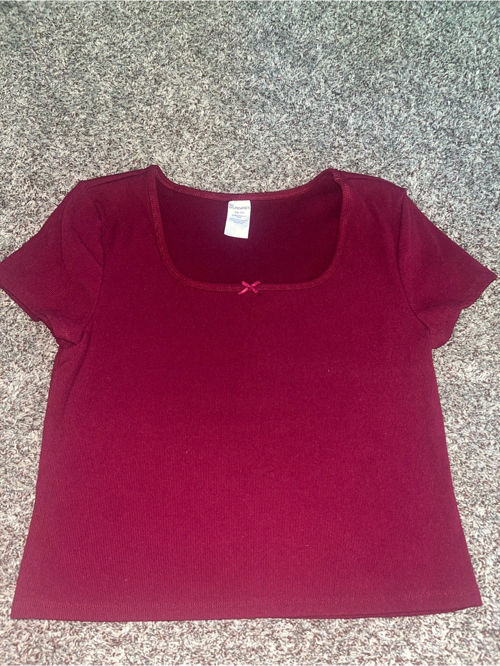 No Boundaries Short Sleeve Ribbed Scoop Top in Burgundy will sell all 3